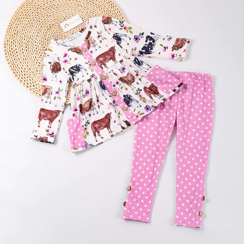Kids Polka Dot and Cows Outfit