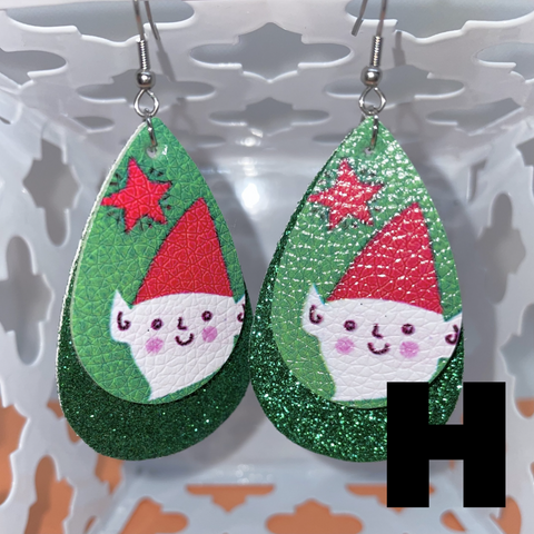 Earrings - Faux Leather Christmas (double sided) - multiple options