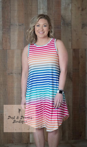 Rainbow Stripe Dress (Large)