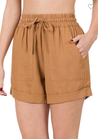 Linen Drawstring Shorts - multiple colors