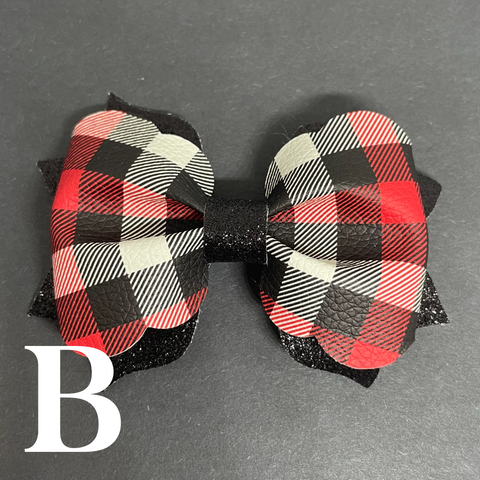 Holiday Faux Leather Bow Clip