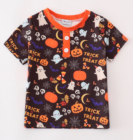 Kids “Trick or Treat” Short Sleeve Printed Top
