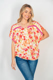 Pink and Orange Floral Top