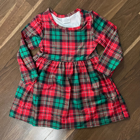 Kids Christmas Plaid Dress