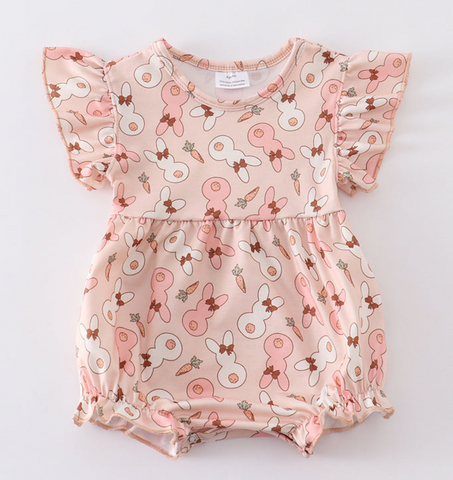 Kids Infant Pink Easter Bunny Print Bubble