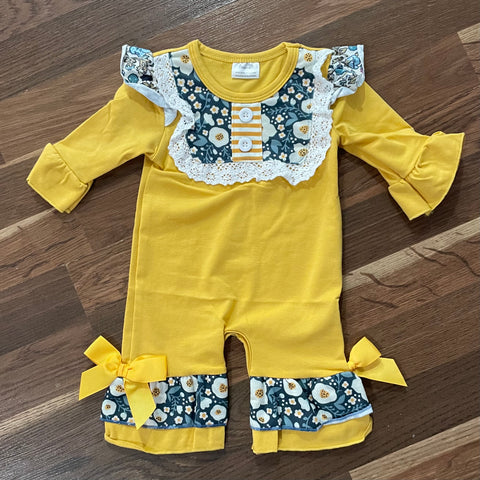 Kids Infant Mustard Floral Romper