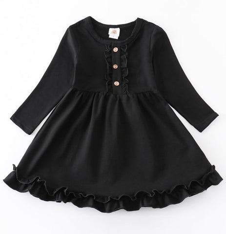 Kids Black Ruffle Dress