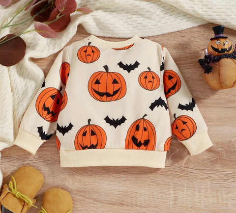 Kids Pumpkin Print Pullover