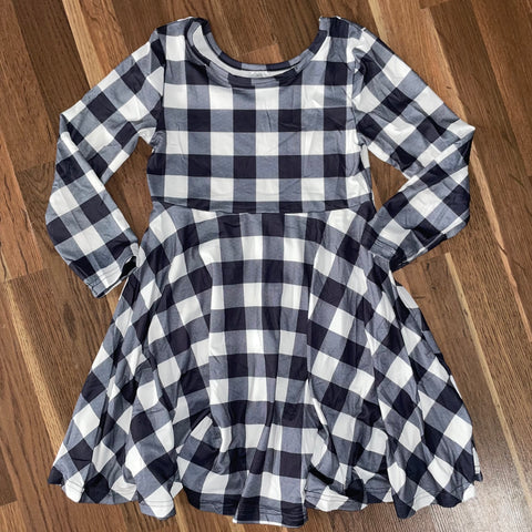 Kids Black and White Plaid Dress