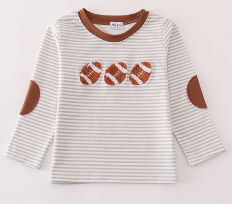 Kids Brown Stripe Football Top