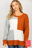 Rust Color Block Sweater