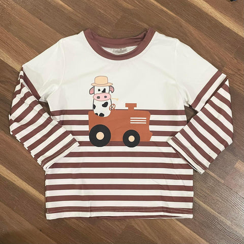 Kids Cow on a Tractor Shirt