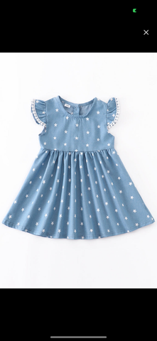 Kids Blue Star Pom Dress