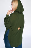 Olive Hacci Hooded Top w/ Racerback Cutout