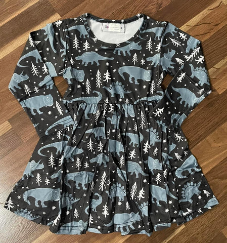 Kids Winter Dino Dress