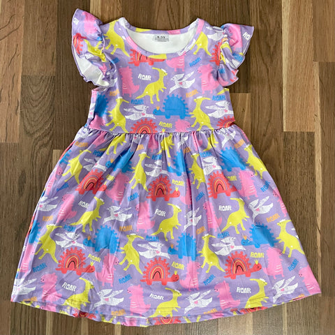 Kids Purple Dinosaur Dress