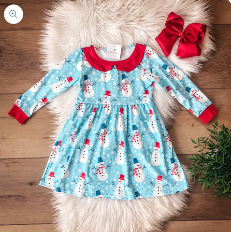 Kids Happy Snowmen Dress