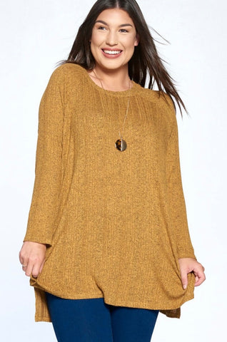 Mustard Ribbed Long Sleeve Top