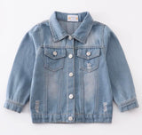 Kids Denim Jacket with Sequin Heart