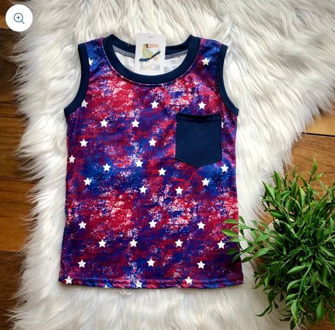 Kids Patriotic Splatter Star Tank