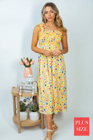 Sleeveless Yellow Floral Dress