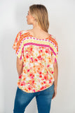 Pink and Orange Floral Top