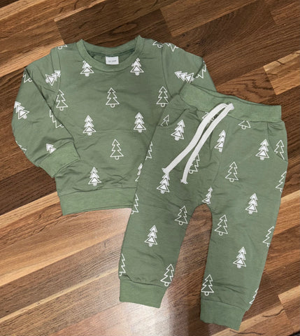 Kids Green Tree Outfit Set