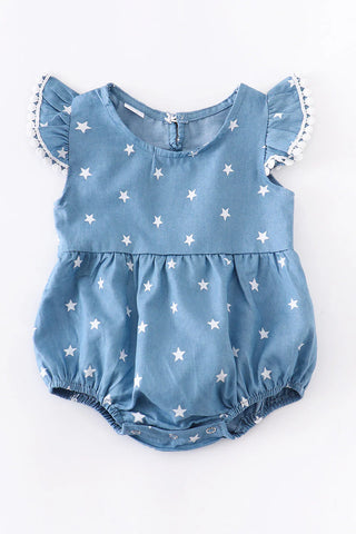 Kids Infant Blue Star Pom Romper