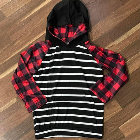 Kids Buffalo Plaid Stripe Hoodie