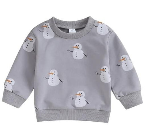 Kids Gray Snowman Top