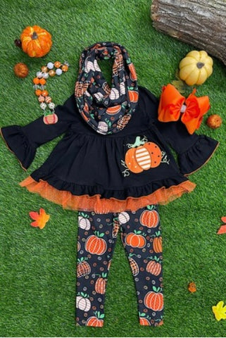 Kids Pumpkin Swirl Leggings Outfit