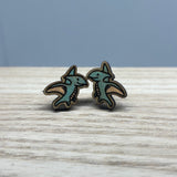 Earrings - Wood Dinosaur Studs