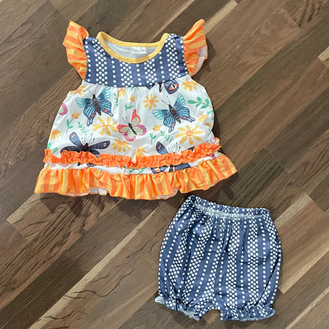 Kids Infant Butterfly and Stripe Short Set