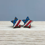 Earrings - Wood Patriotic Studs