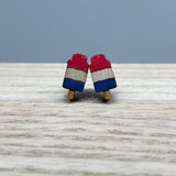 Earrings - Wood Patriotic Studs