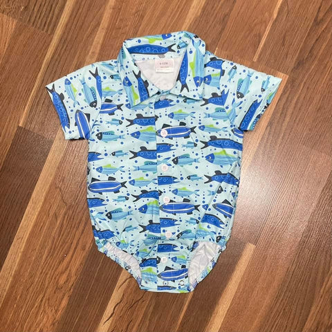 Kids Infant Fish Print Button Up Bodysuit