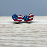 Earrings - Wood Patriotic Studs