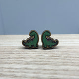 Earrings - Wood Dinosaur Studs