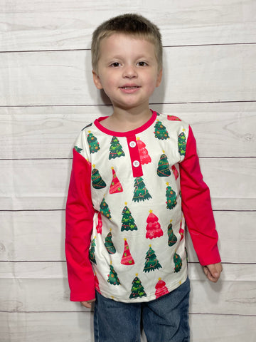 Kids Hidden Dino Christmas Tree Shirt (2T)