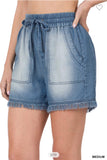 Chambray Fray Bottom Shorts