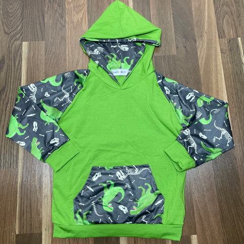 Kids Green Dino Hoodie