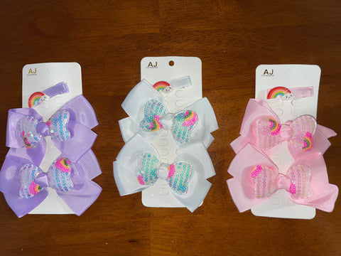 Rainbow Hair Pin and Bow Set