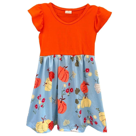 Kids Blue Bottom Pumpkin Dress