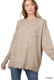 Sweater with Distressed Hem