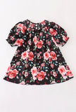 Kids Black Floral Smocked Dress