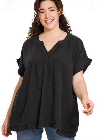 Black Flowy Top (Small, Medium)