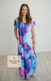 Tie Dye Maxi Dress with Side Slits (XL, 3XL)