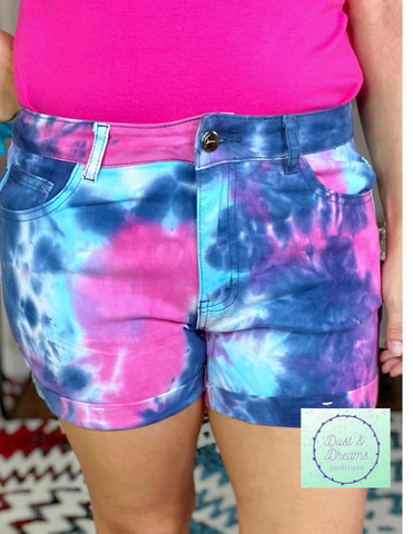 Tie Dye Denim Shorts