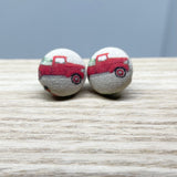 Earrings - Holiday Fabric Button - multiple prints available