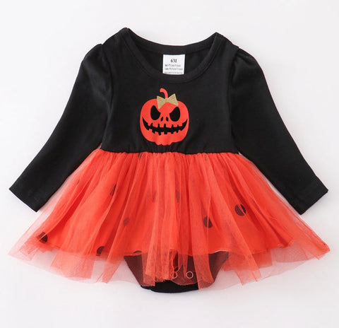 Kids Infant Halloween Pumpkin Tutu Romper